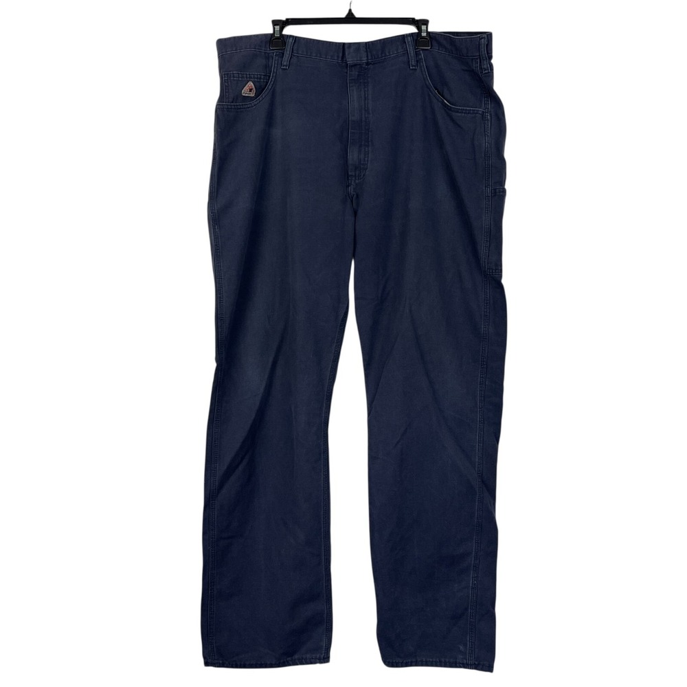 Bulwark EXCEL FR Mens 42x34 ComforTouch Loose Fit Canvas Jean‎ Navy PLJ6NV